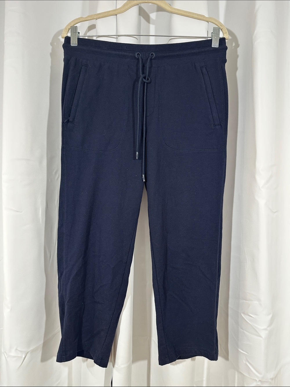 T by Talbots Navy Blue Cropped Sweatpants Size MP Petite Drawstring Lounge Pants